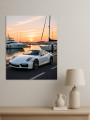 Постер на холсте &amp;quot;Спорткар у морского заката&amp;quot;