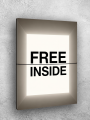 Holstga bosilgan poster &amp;quot;FREE INSIDE&amp;quot;