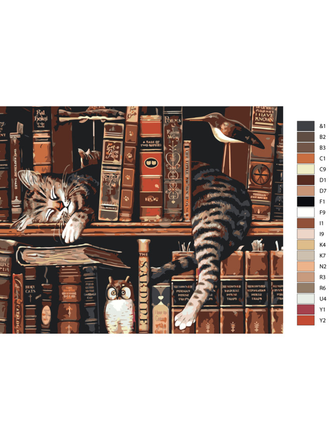 Картина по номерам &amp;quot;Кот-библиотекарь&amp;quot;