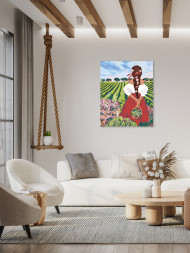 Raqamlar bo&#039;yicha rasm &quot;Dalada guldasta bilan qiz&quot;