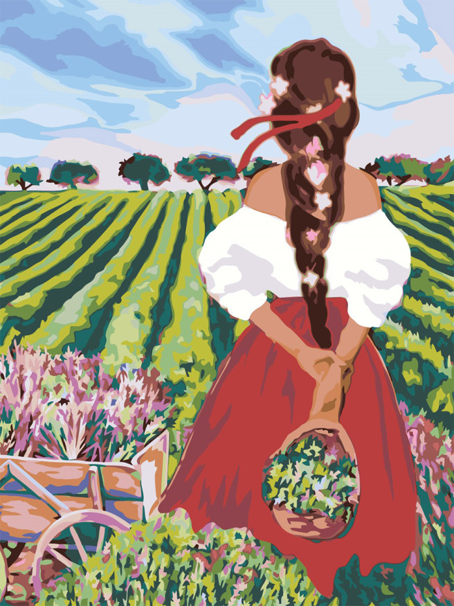 Raqamlar bo&amp;#039;yicha rasm &amp;quot;Dalada guldasta bilan qiz&amp;quot;