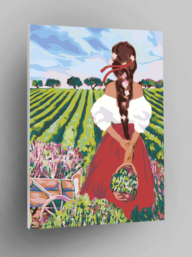 Raqamlar bo&amp;#039;yicha rasm &amp;quot;Dalada guldasta bilan qiz&amp;quot;