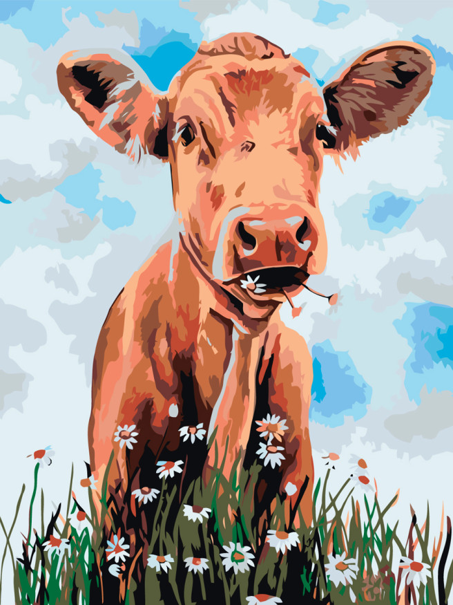 Raqamlar bo&amp;#039;yicha rasm &amp;quot;Sigir va boychechaklar&amp;quot;