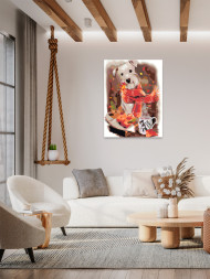 Картина по номерам &amp;quot;Собачка и осень&amp;quot;