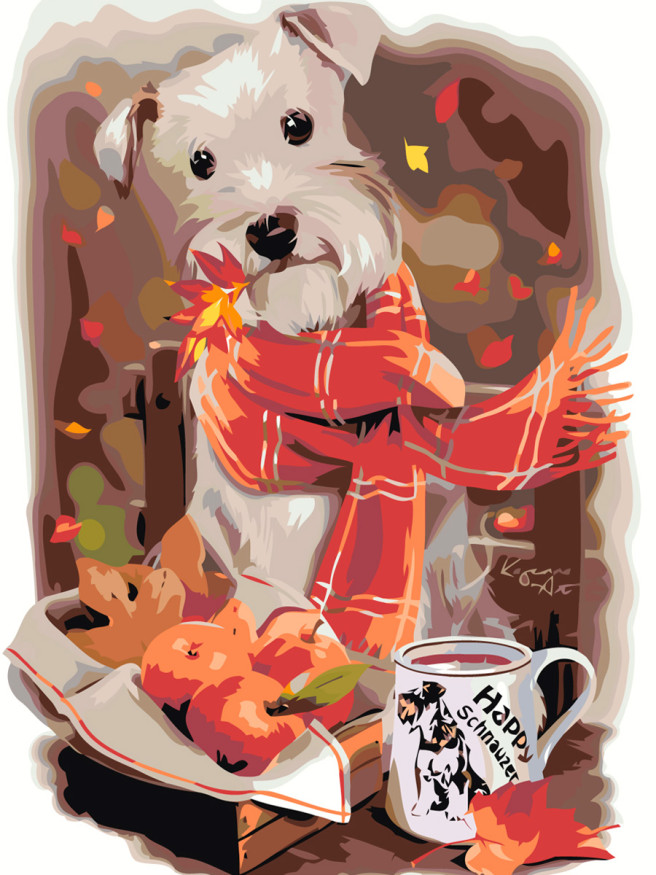 Raqamlar bo&amp;#039;yicha rasm &amp;quot;Kuchukcha va kuz&amp;quot;