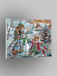 Картина по номерам &amp;quot;Снеговик с собаками&amp;quot;