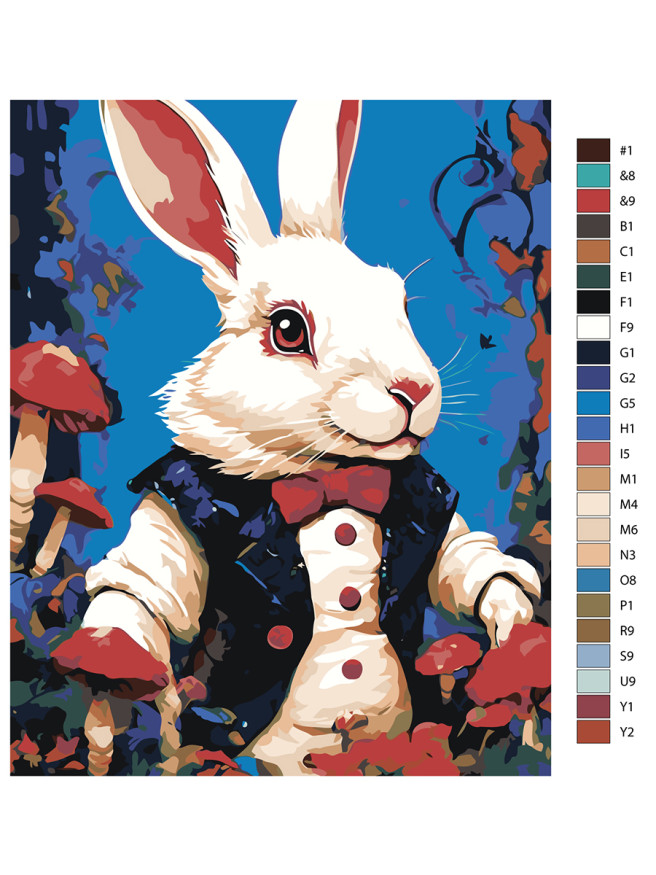 Картина по номерам &amp;quot;Заяц с грибами&amp;quot;