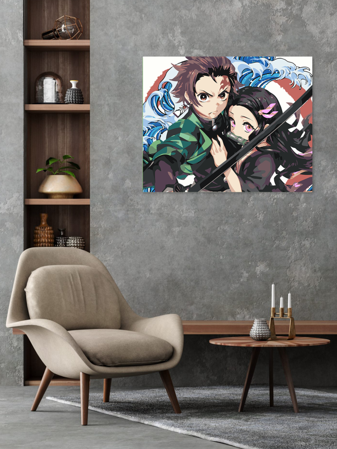 Картина по номерам &amp;quot;Танджиро Камадо и Незуко Камадо&amp;quot;