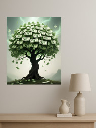 Holstga bosilgan poster "Boylik pulli daraxt"