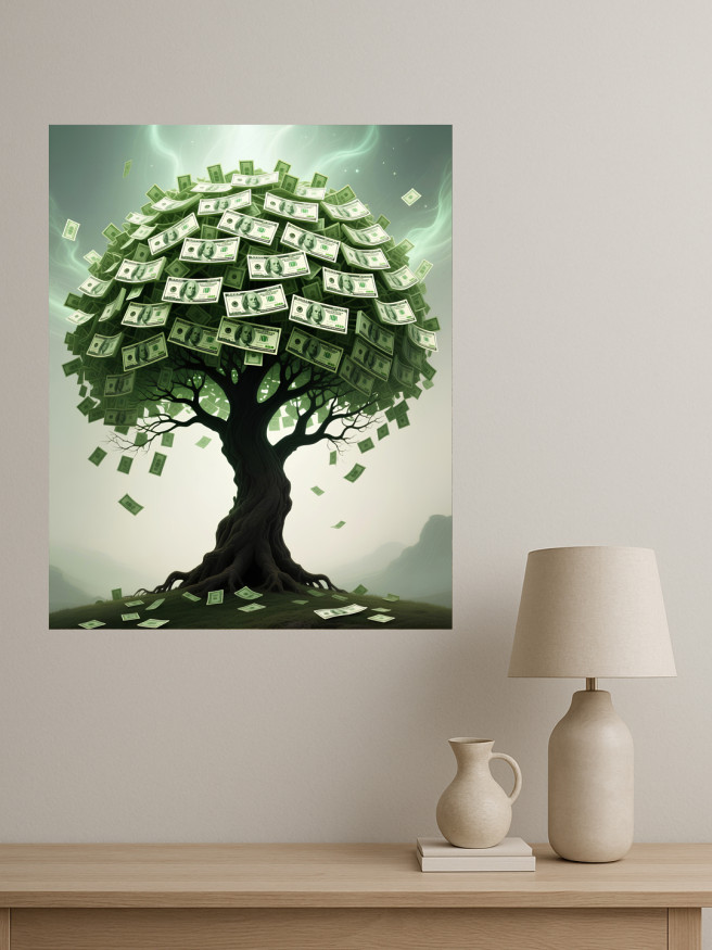 Holstga bosilgan poster &amp;quot;Boylik pulli daraxt&amp;quot;