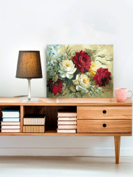 Raqamlar bo&#039;yicha rasm &quot;Qizil va oq gullar&quot;