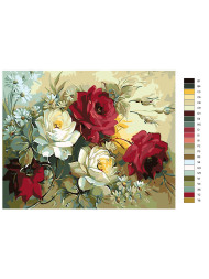 Raqamlar bo&#039;yicha rasm &quot;Qizil va oq gullar&quot;