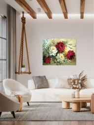 Raqamlar bo&#039;yicha rasm &quot;Qizil va oq gullar&quot;