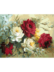 Raqamlar bo&#039;yicha rasm &quot;Qizil va oq gullar&quot;