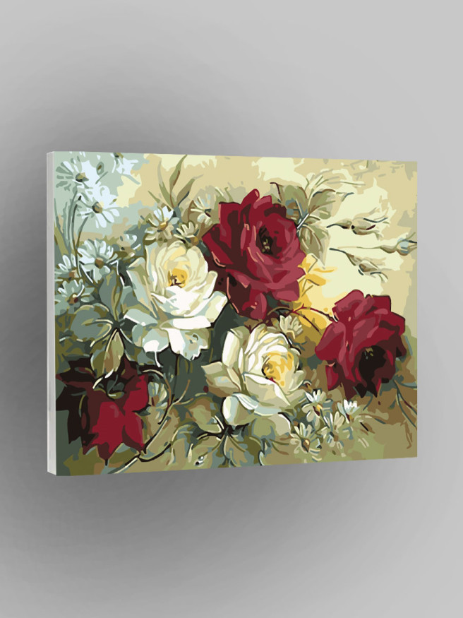 Raqamlar bo&amp;#039;yicha rasm &amp;quot;Qizil va oq gullar&amp;quot;