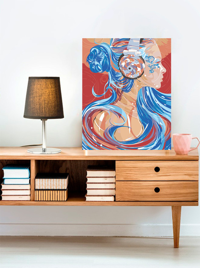 Картина по номерам &amp;quot;Девушка с наушниками&amp;quot;