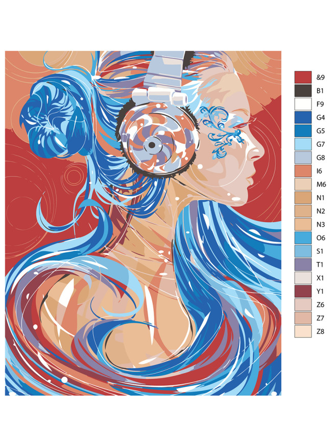 Картина по номерам &amp;quot;Девушка с наушниками&amp;quot;