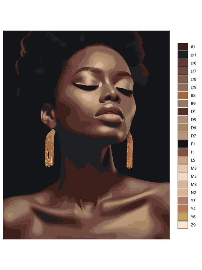 Raqamlar bo&amp;#039;yicha rasm &amp;quot;Qora tanli qiz&amp;quot;