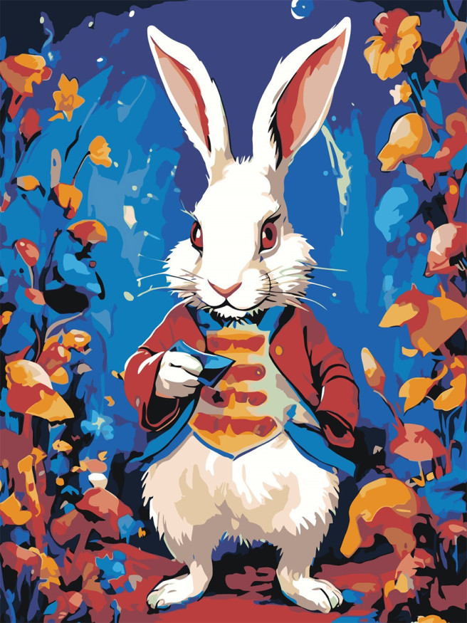 Картина по номерам &amp;quot;Заяц в цветах&amp;quot;