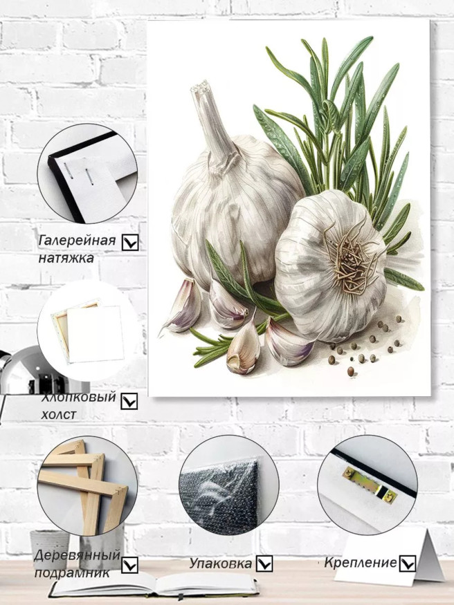 Постер на холсте &amp;quot;Чеснок и розмарин&amp;quot;