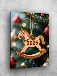 Постер на холсте "Деревянная лошадка 2026 "