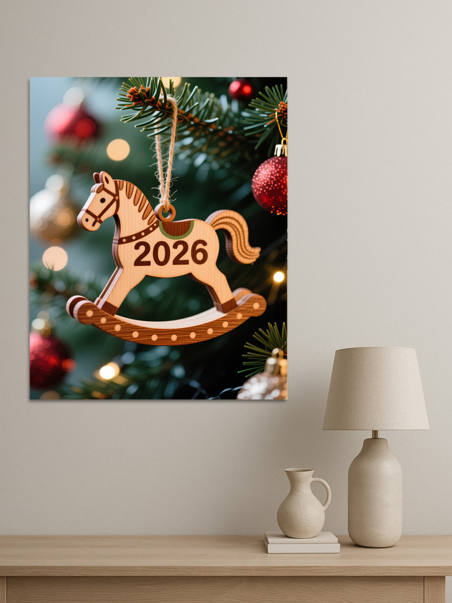 Постер на холсте &amp;quot;Деревянная лошадка 2026 &amp;quot;