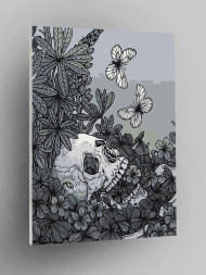 Картина по номерам "Череп с цветами и бабочками"