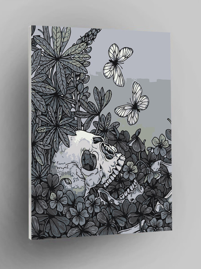 Raqamlar bo&amp;#039;yicha rasm &amp;quot;Gullar va kapalaklar bilan bosh suyagi&amp;quot;