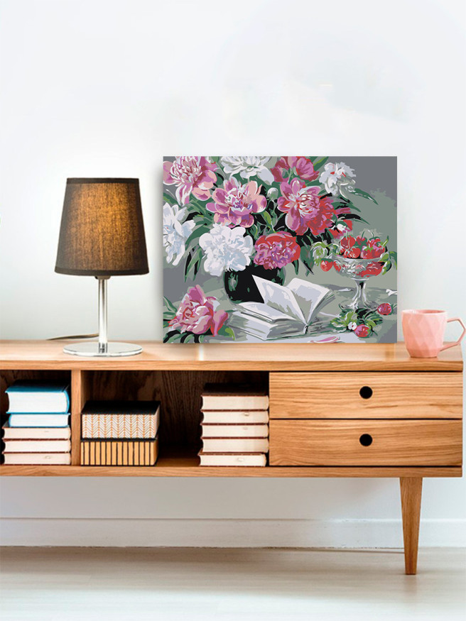 Картина по номерам &amp;quot;Книга и ваза с цветами&amp;quot;