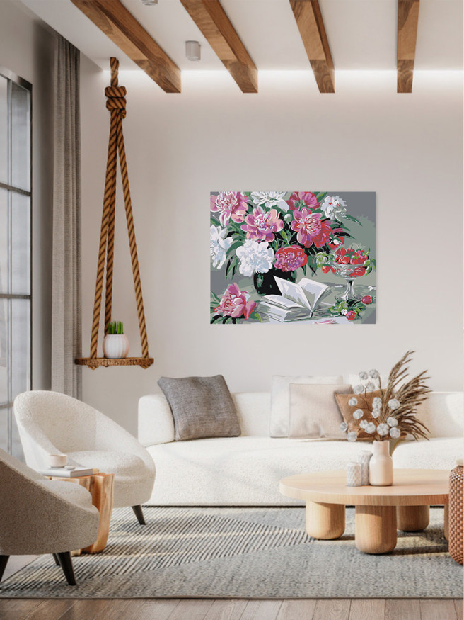 Картина по номерам &amp;quot;Книга и ваза с цветами&amp;quot;