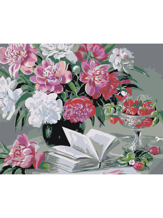 Картина по номерам &amp;quot;Книга и ваза с цветами&amp;quot;