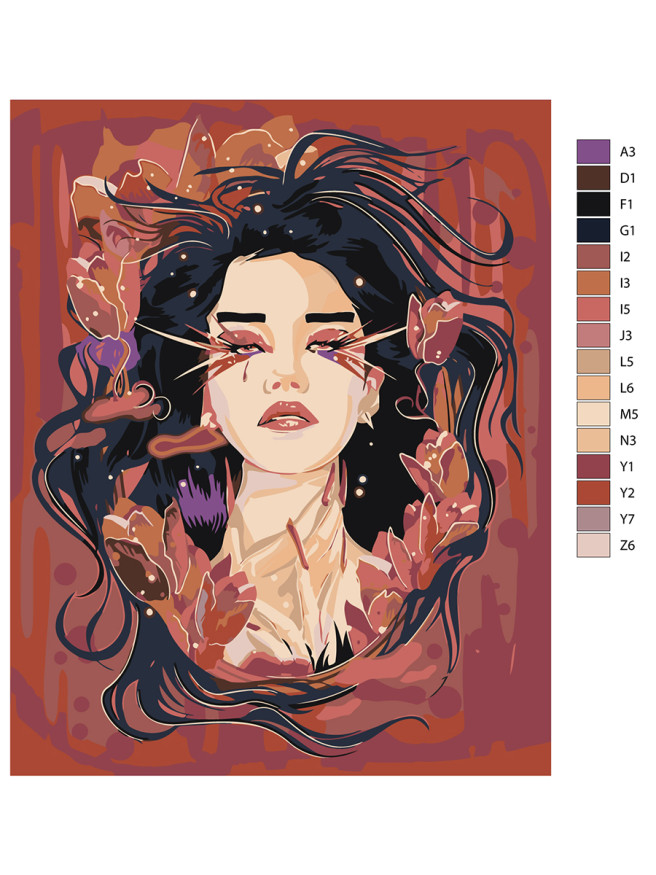 Raqamlar bo&amp;#039;yicha rasm &amp;quot;Uzun kirpikli qiz&amp;quot;