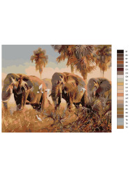 Raqamlar bo'yicha rasm "Fillar"