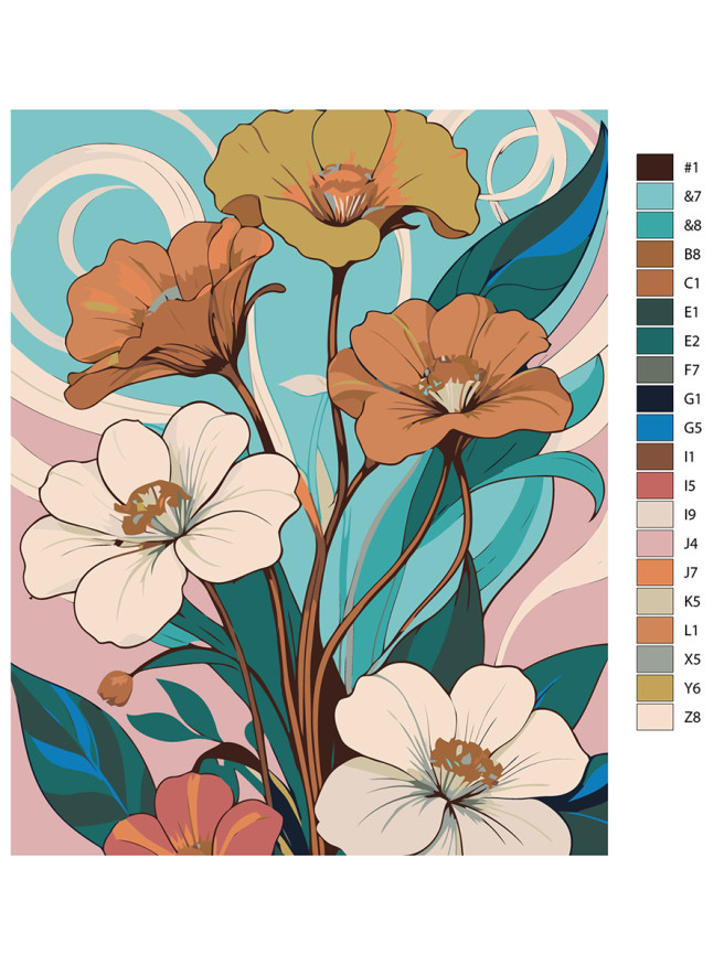 Raqamlar bo&amp;#039;yicha rasm &amp;quot;Nozik gullar&amp;quot;