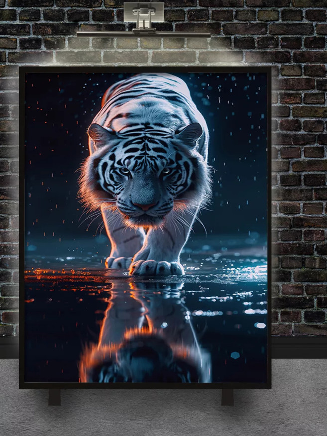 Постер на холсте &amp;quot;Белый тигр под дождём&amp;quot;