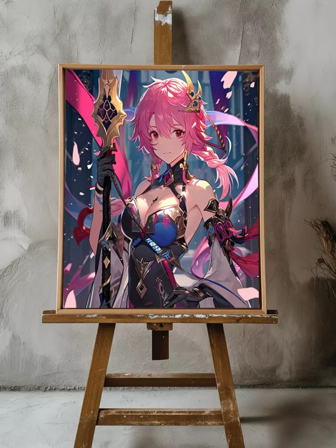 Постер на холсте &amp;quot;Аниме-воительница с копьём&amp;quot;