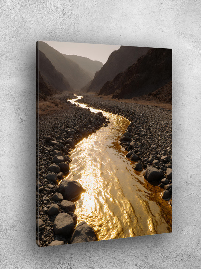 Постер на холсте &amp;quot;Золотая река в горах&amp;quot;