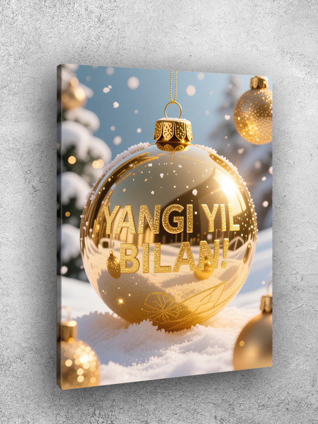 Постер на холсте &amp;quot;Золотой новогодний шар&amp;quot;