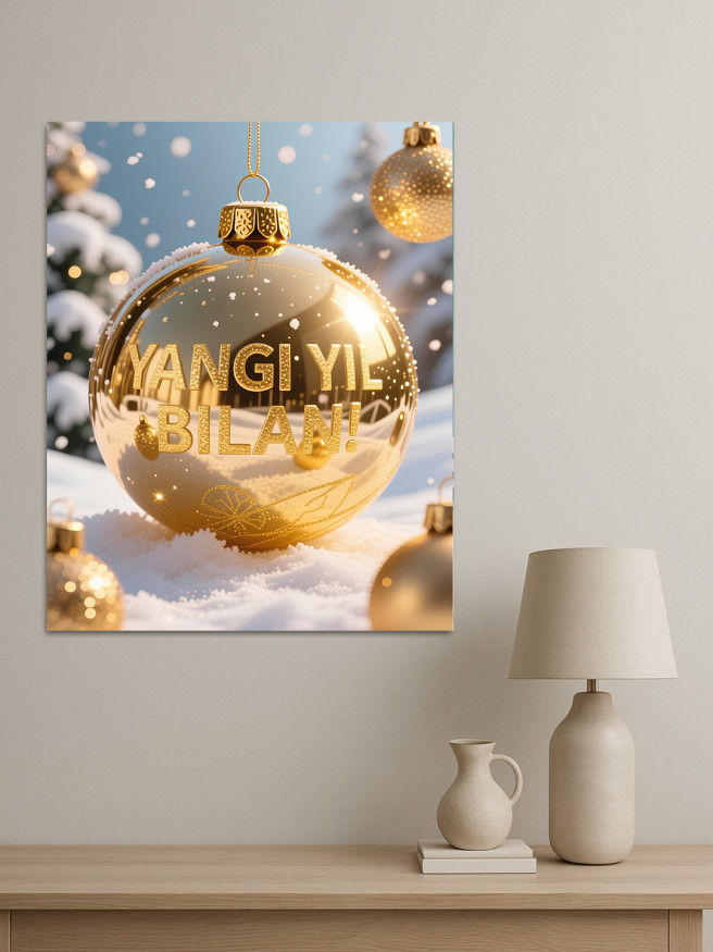 Постер на холсте &amp;quot;Золотой новогодний шар&amp;quot;