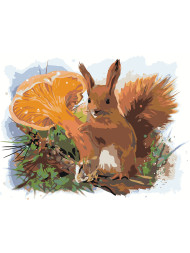 Raqamlar bo'yicha rasm "Qo'ziqorinli sincap"