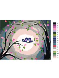 Картина по номерам &amp;quot;Влюблённые птички&amp;quot;