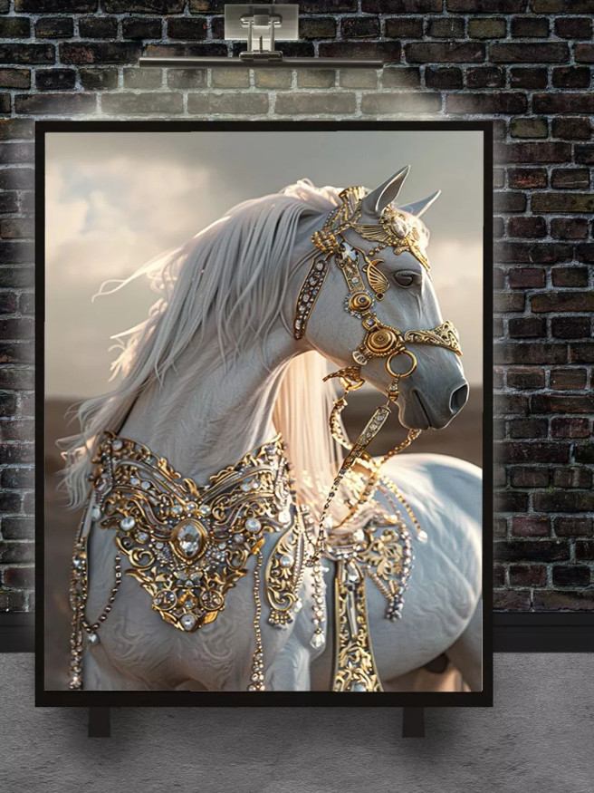 Holstga bosilgan poster &amp;quot;Oltin jilovli oq ot&amp;quot;