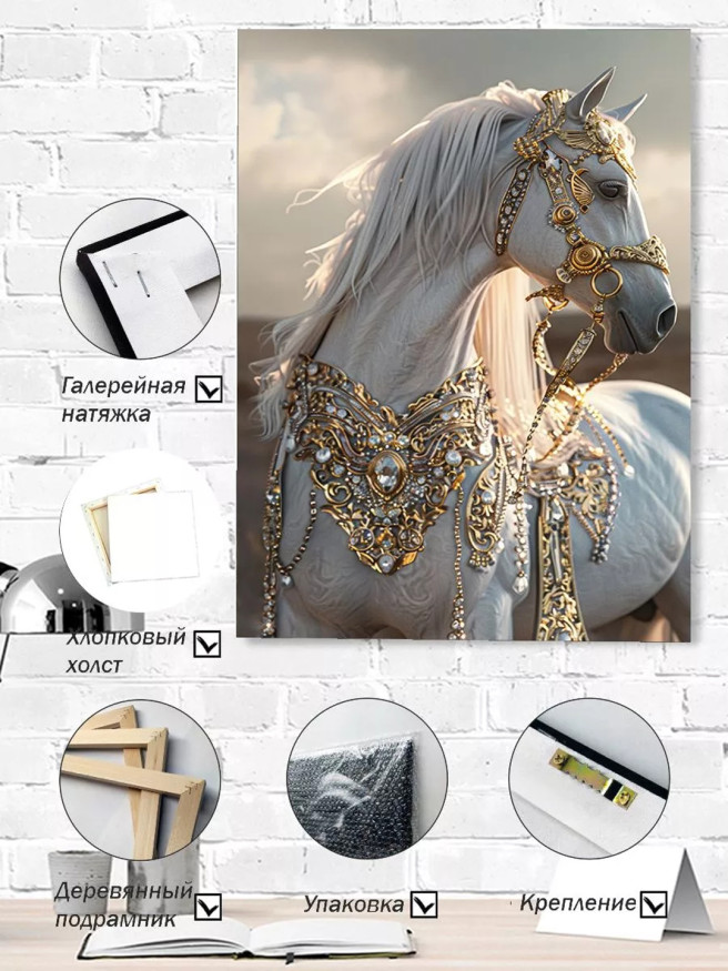 Holstga bosilgan poster &amp;quot;Oltin jilovli oq ot&amp;quot;