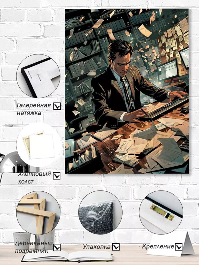 Постер на холсте &amp;quot;Офисный хаос и стресс&amp;quot;