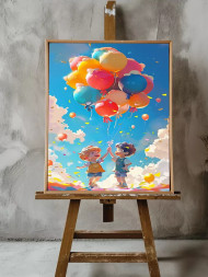 Постер на холсте &amp;quot;Детство в облаках и шарах&amp;quot;