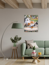 Raqamlar bo'yicha rasm "Mushukchalar, chumchuqlar va kapalaklar""