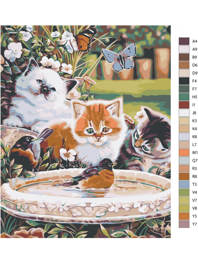 Raqamlar bo&amp;#039;yicha rasm &amp;quot;Mushukchalar, chumchuqlar va kapalaklar&amp;quot;&amp;quot;