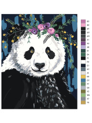 Raqamlar bo'yicha rasm "Gullardagi panda"