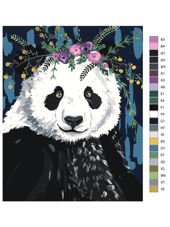 Raqamlar bo&amp;#039;yicha rasm &amp;quot;Gullardagi panda&amp;quot;