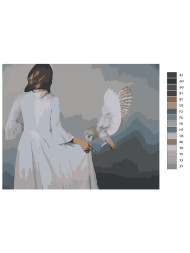 Raqamlar bo'yicha rasm "Qush bilan qiz"